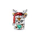 Christmas Deer Charm - Sterling Silver & Enamel For Pandora Bracelet