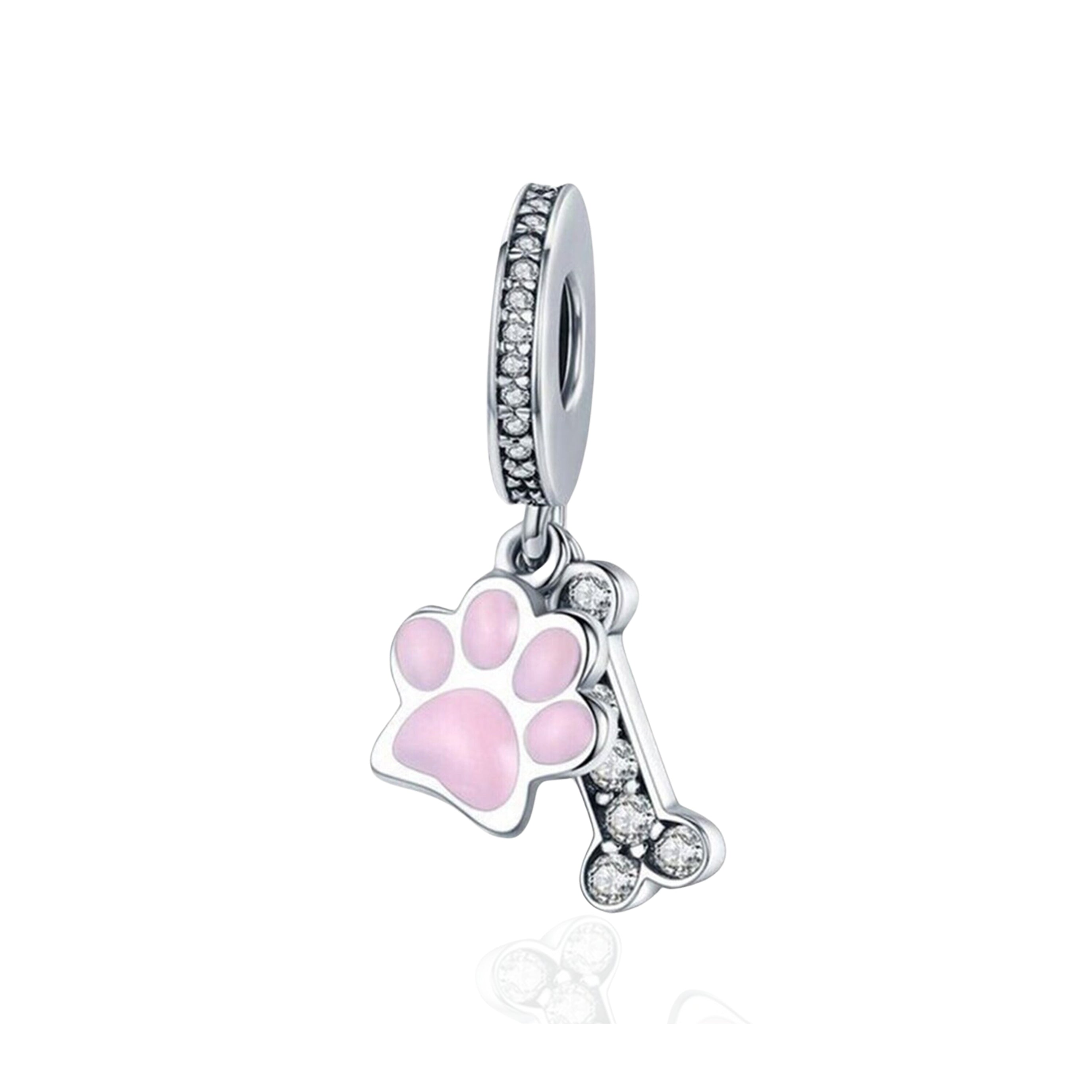 Dog Paw Charm - Sterling Silver Charm For Bracelet