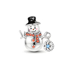 Snowman Charm - Enamel & Sterling Silver Charm For Bracelet